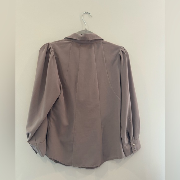 Mauve / Brown Long Sleeve Button Down Top - Picture 6 of 7